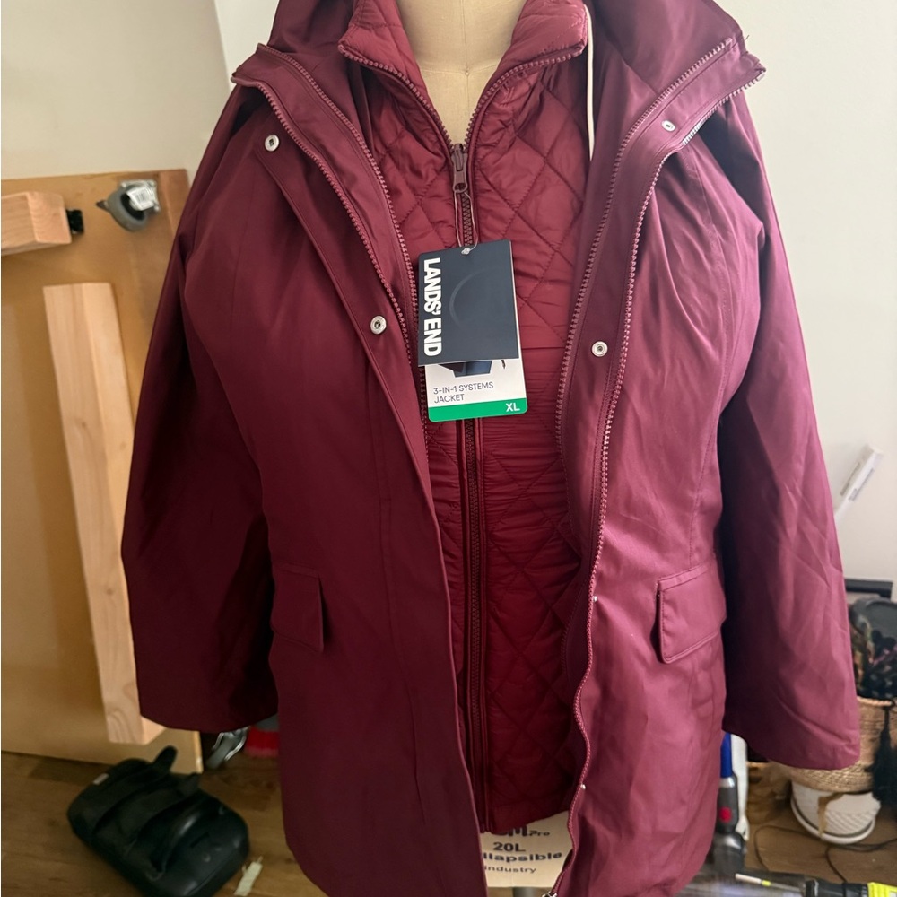 Lands' End Women's Deep Red Ski Jacket